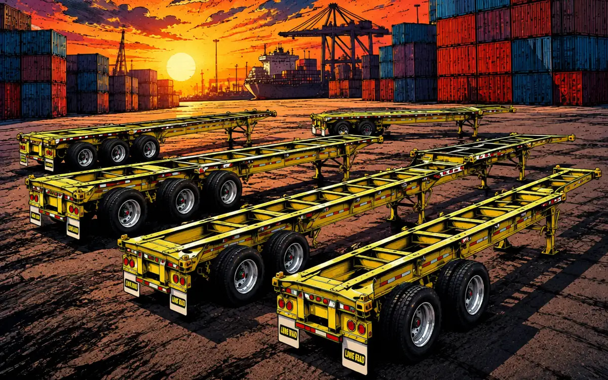 Driver hooking a company chassis with a container